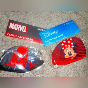 Spiderman and Minnie mouse kids' masks Marvel and Disney